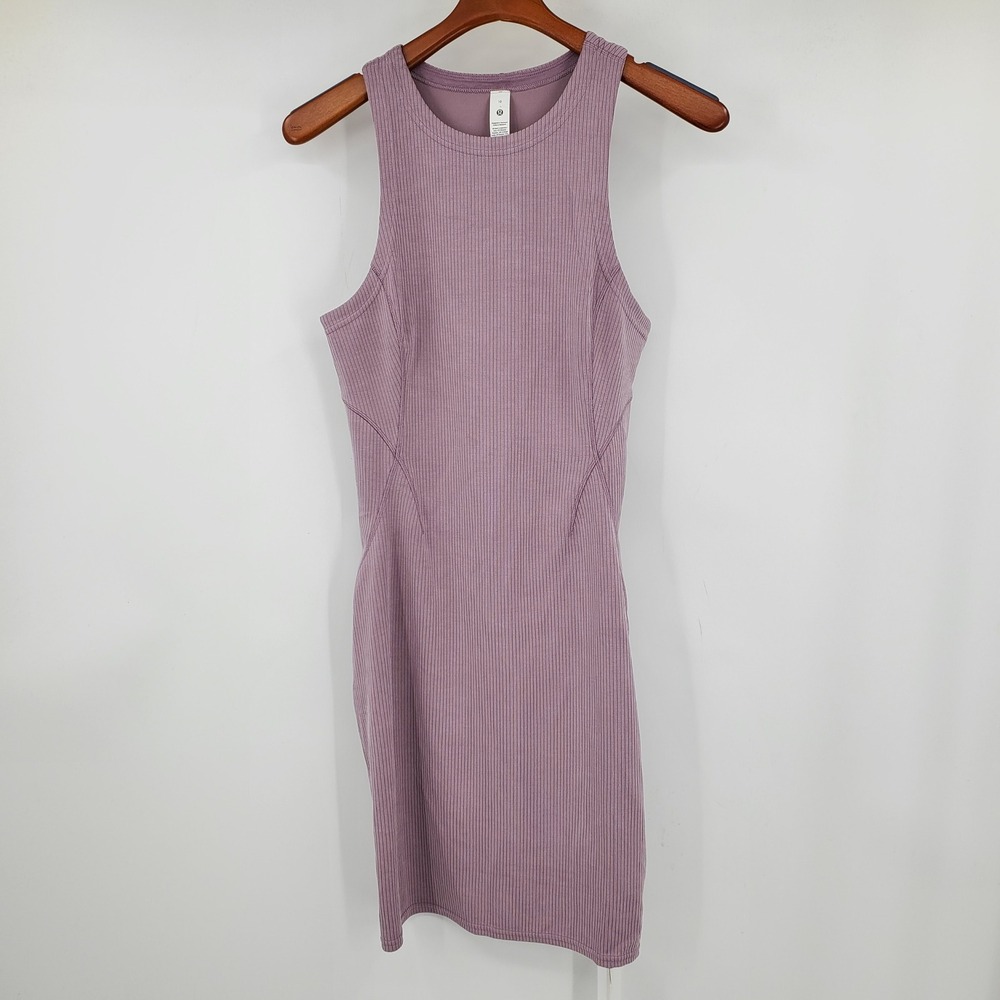 NWT Lululemon Ribbed Softstreme Slim-Fit Tank Dress Lavender Dusk Size 10 Sporty